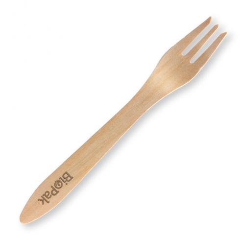 19cm coated fork - FSC 100% - wood from BioPak. Compostable, made out of FSC Pulp and sold in boxes of 1. Hospitality quality at wholesale price with The Flying Fork!