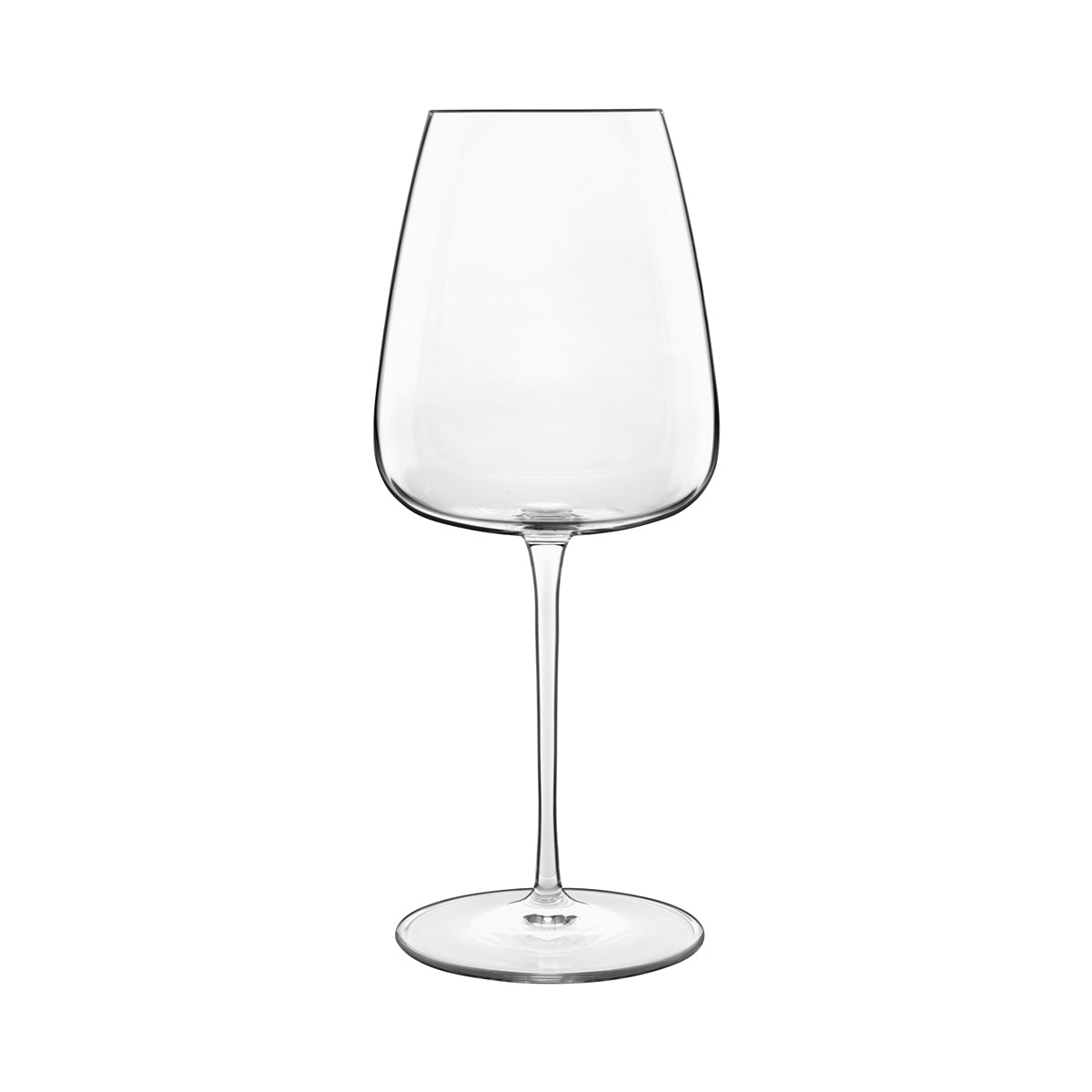 Large clear Chianti glass on white background