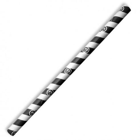 10mm jumbo paper straw - black stripe from BioPak. Compostable, made out of FSC�� certified paper and sold in boxes of 1. Hospitality quality at wholesale price with The Flying Fork!