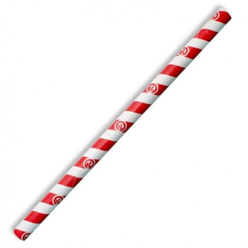 10mm jumbo paper straw - red stripe from BioPak. Compostable, made out of FSC�� certified paper and sold in boxes of 1. Hospitality quality at wholesale price with The Flying Fork!
