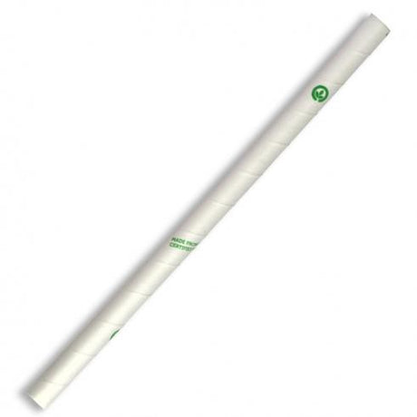 10mm jumbo paper straw - white from BioPak. Compostable, made out of FSC�� certified paper and sold in boxes of 1. Hospitality quality at wholesale price with The Flying Fork!