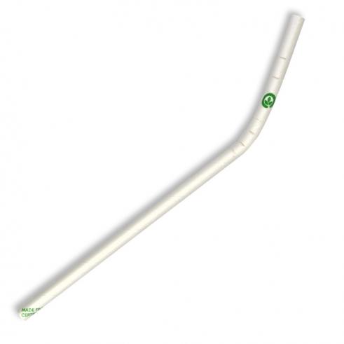 6mm bendy white straw - white from BioPak. Compostable, made out of FSC�� certified paper and sold in boxes of 1. Hospitality quality at wholesale price with The Flying Fork!