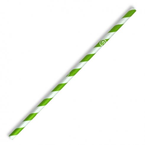 6mm regular paper straw - green stripe from BioPak. Compostable, made out of FSC�� certified paper and sold in boxes of 1. Hospitality quality at wholesale price with The Flying Fork!