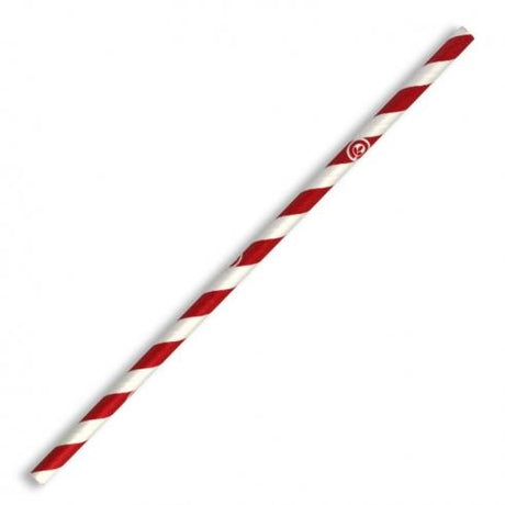 6mm regular paper straw - red stripe from BioPak. Compostable, made out of FSC�� certified paper and sold in boxes of 1. Hospitality quality at wholesale price with The Flying Fork!