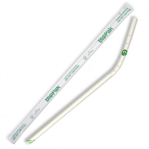 6mm individually wrapped bendy straw - Custom from BioPak. Compostable, made out of FSC�� certified paper and sold in boxes of 1. Hospitality quality at wholesale price with The Flying Fork!