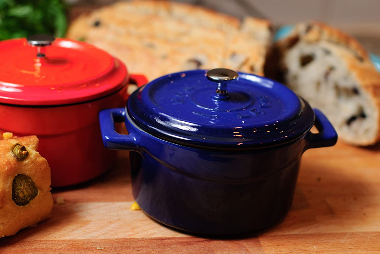 Mini Casserole with Lid - Cast Iron, 350Ml, Blue