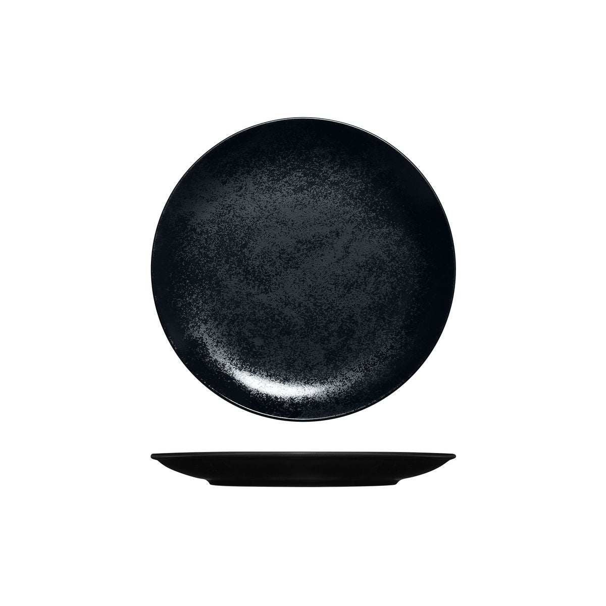Round Coupe Plate - Black, 210Mm, Karbon from Rak Porcelain. Textured, made out of Porcelain and sold in boxes of 12. Hospitality quality at wholesale price with The Flying Fork!