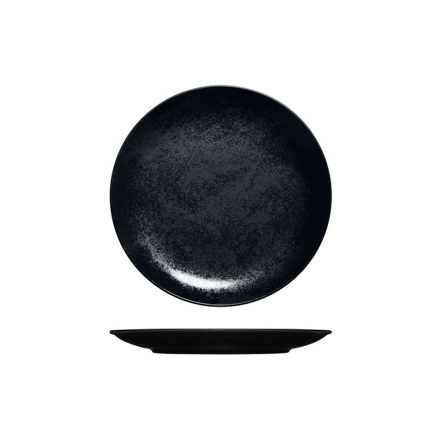 Round Coupe Plate - Black, 210Mm, Karbon from Rak Porcelain. Textured, made out of Porcelain and sold in boxes of 12. Hospitality quality at wholesale price with The Flying Fork!
