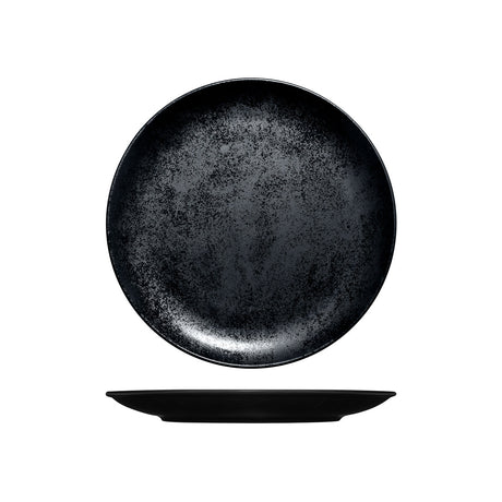 Round Coupe Plate - Black, 240Mm, Karbon from Rak Porcelain. Textured, made out of Porcelain and sold in boxes of 12. Hospitality quality at wholesale price with The Flying Fork!