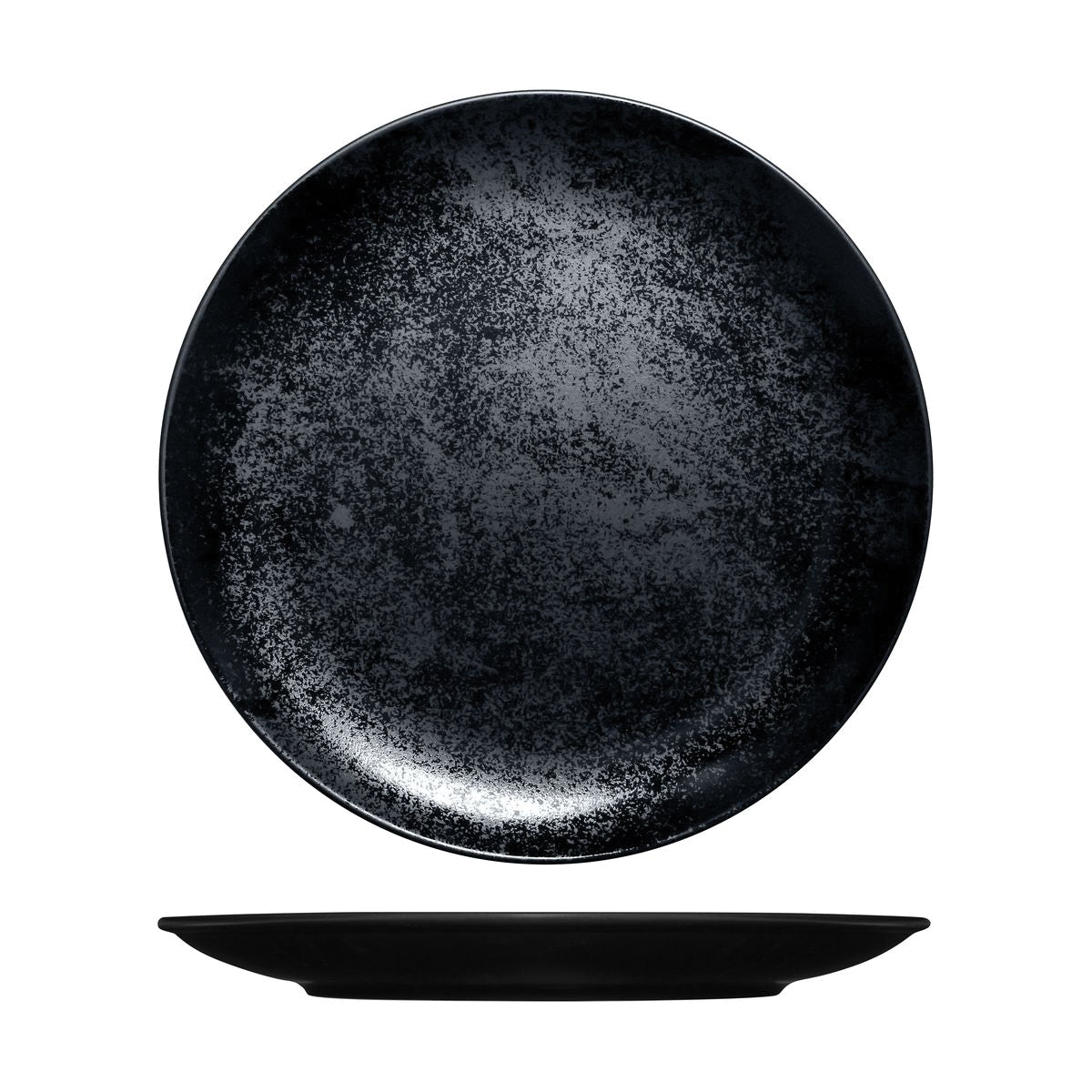 Round Coupe Plate - Black, 290Mm, Karbon from Rak Porcelain. made out of Porcelain and sold in boxes of 12. Hospitality quality at wholesale price with The Flying Fork!