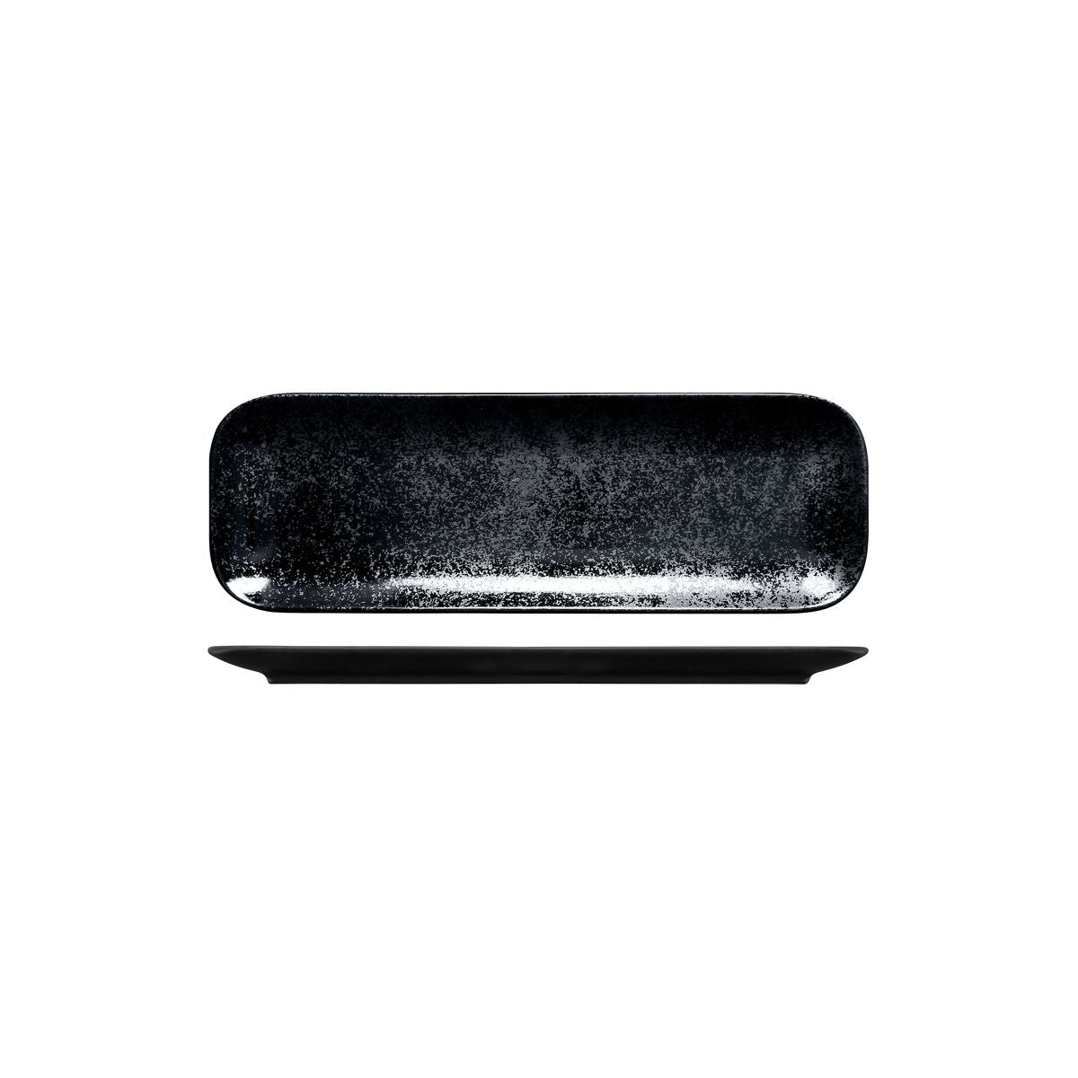 Rectangular Coupe Plate- Black, 330x110mm, Karbon from Rak Porcelain. made out of Porcelain and sold in boxes of 12. Hospitality quality at wholesale price with The Flying Fork!