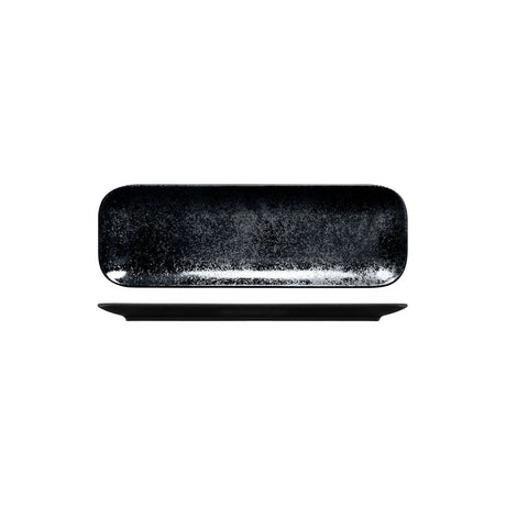 Rectangular Coupe Plate- Black, 330x110mm, Karbon from Rak Porcelain. made out of Porcelain and sold in boxes of 12. Hospitality quality at wholesale price with The Flying Fork!