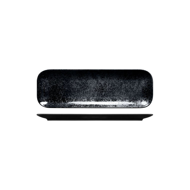 Rectangular Coupe Plate- Black, 330x110mm, Karbon from Rak Porcelain. made out of Porcelain and sold in boxes of 12. Hospitality quality at wholesale price with The Flying Fork!