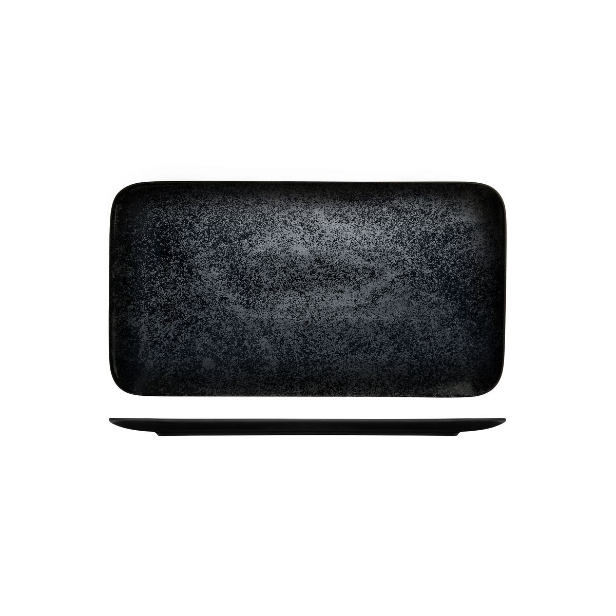 Rectangular Coupe Plate- Black, 380Mm, Karbon from Rak Porcelain. made out of Porcelain and sold in boxes of 6. Hospitality quality at wholesale price with The Flying Fork!