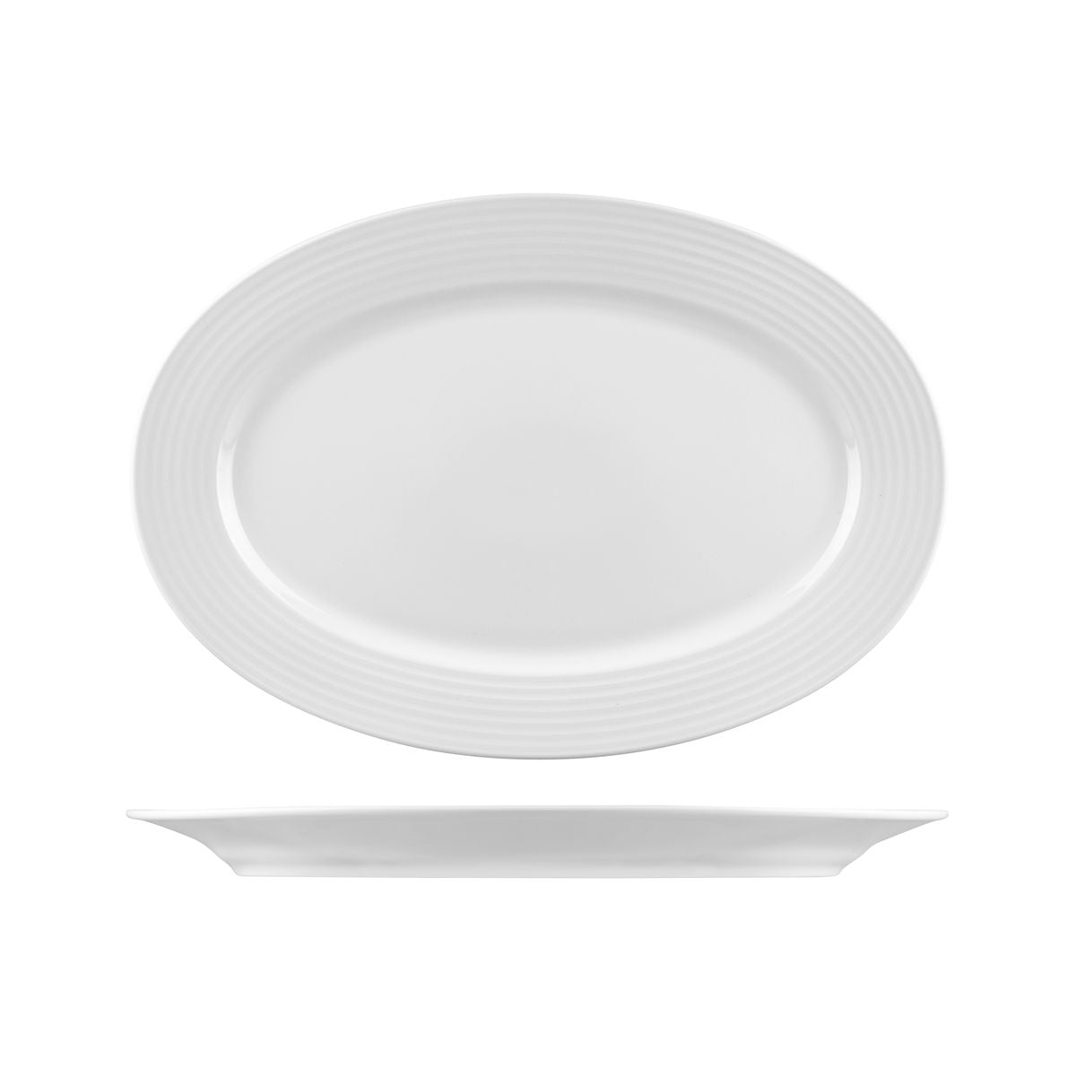 Oval Plate- 320Mm, Rondo from Rak Porcelain. Textured, made out of Porcelain and sold in boxes of 12. Hospitality quality at wholesale price with The Flying Fork!