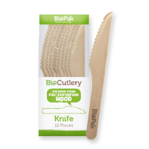 16cm knife - 10pk, Wood from BioPak. Compostable, made out of FSC�� certified paper and sold in boxes of 1. Hospitality quality at wholesale price with The Flying Fork!