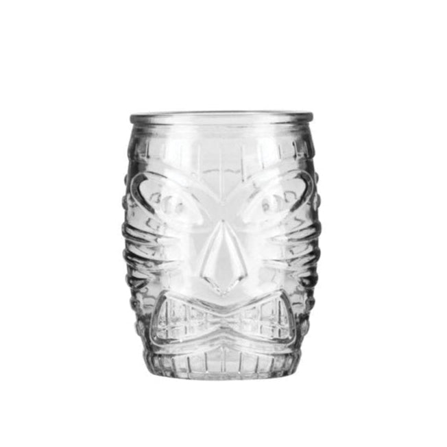 Decorative clear tumbler on white background