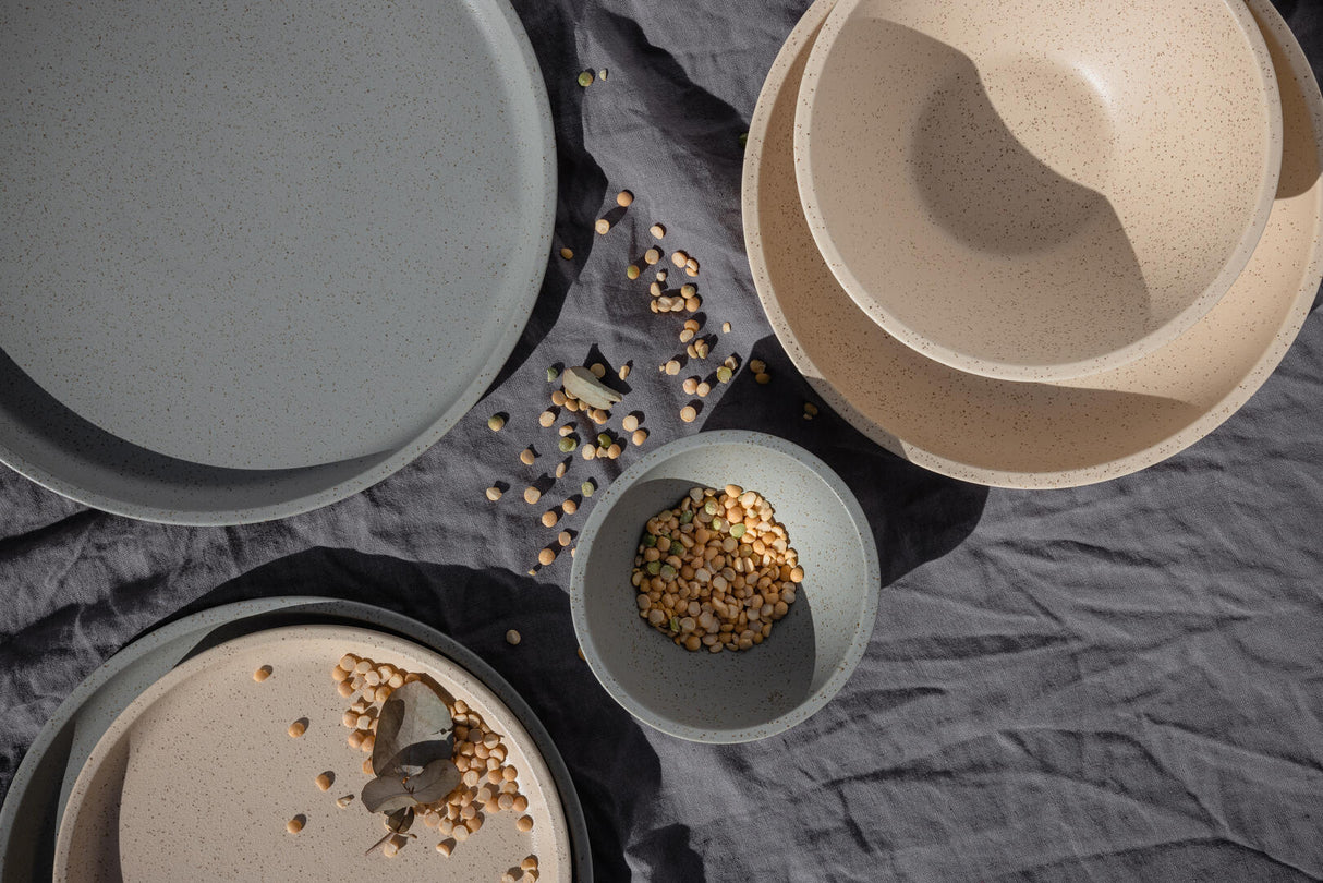 Stackable Round Plate - 270Mm, Ash from Luzerne. Stackable and sold in boxes of 3. Hospitality quality at wholesale price with The Flying Fork!