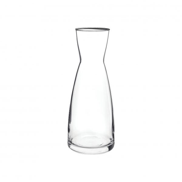 Clear one litre carafe on white background