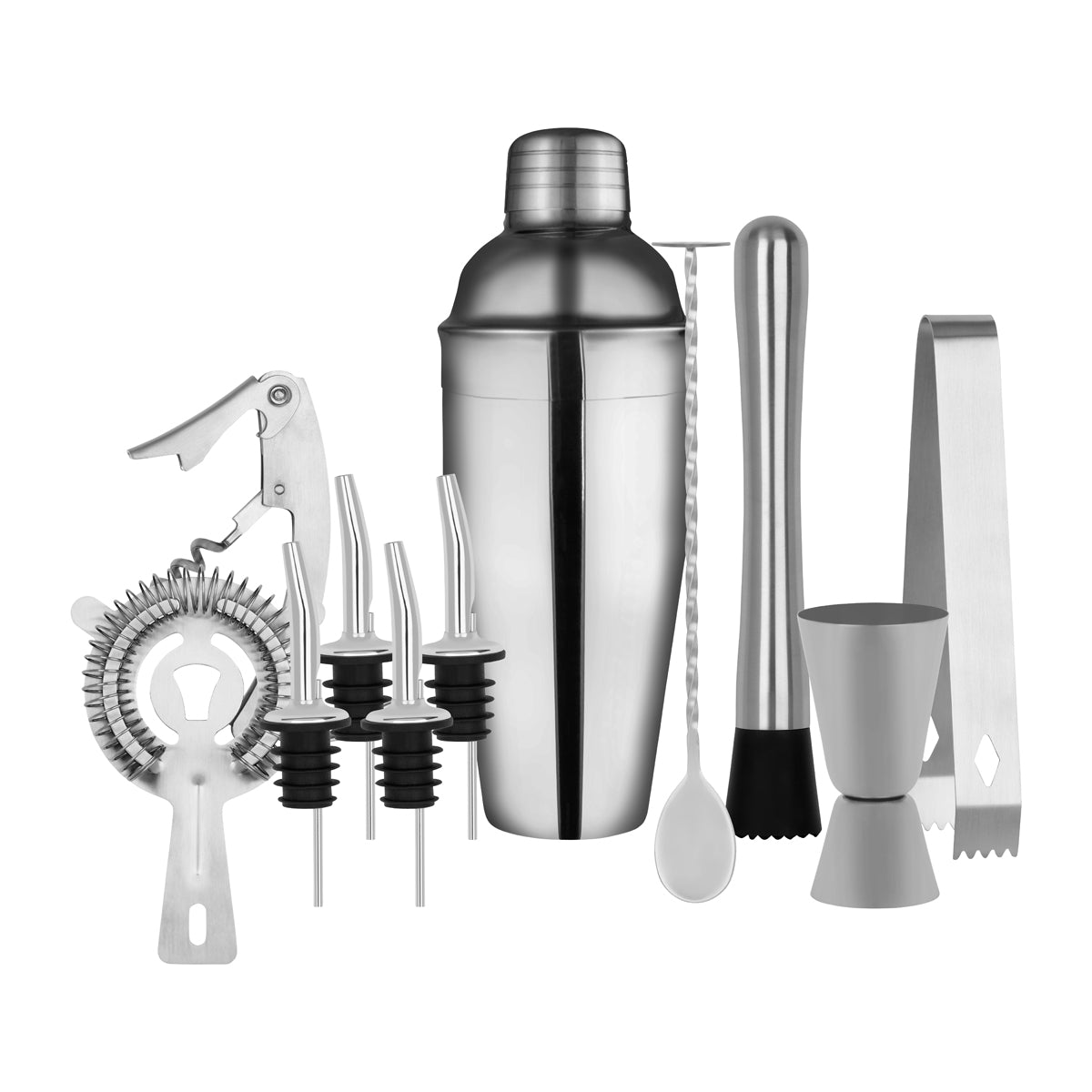 Cocktail Set - 11Pc, In Bartender Bag from Zanzi. Packed in a gift box and sold in boxes of 1. Hospitality quality at wholesale price with The Flying Fork!
