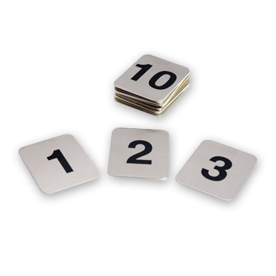 Adhesive Table Numbers - S-S, Set 1 - 10 from TheFlyingFork. Sold in boxes of 1. Hospitality quality at wholesale price with The Flying Fork!