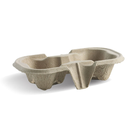 2 Cup Tray - Natural (Box of 500) from BioPak. Compostable, made out of Recycled Paper and sold in boxes of 1. Hospitality quality at wholesale price with The Flying Fork!