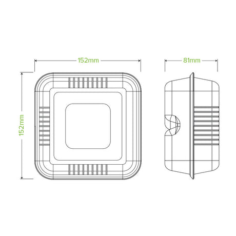15x15x8cm (6x6") clamshell - white - Carton of 500 units