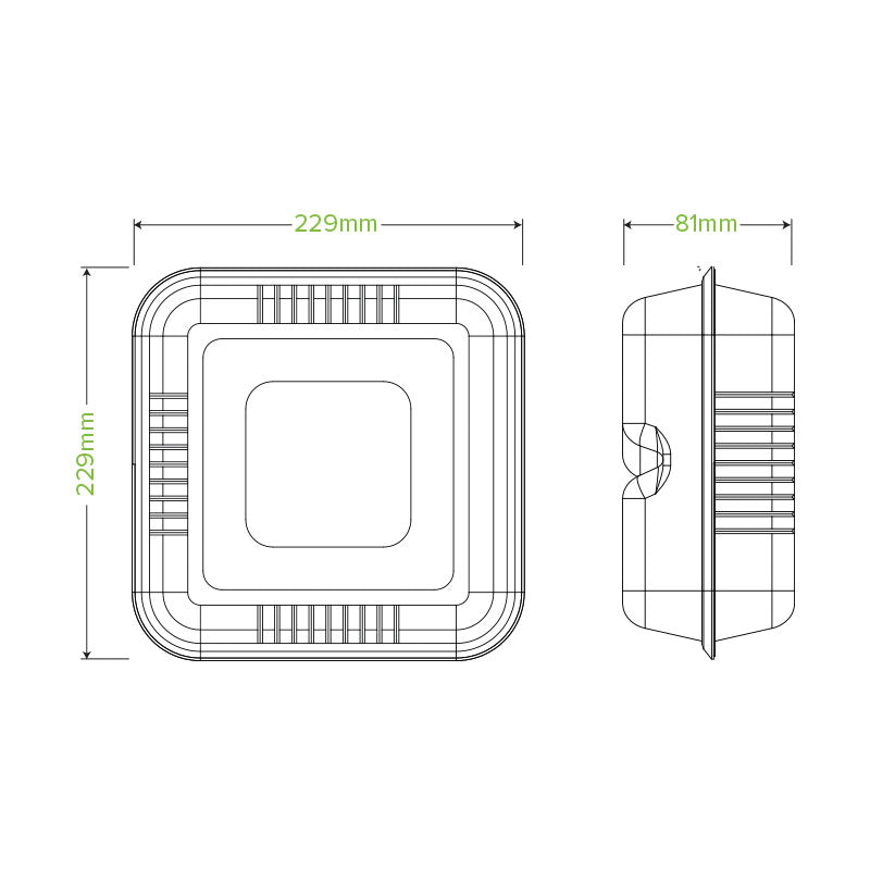 23x23x8cm (9x9x3") clamshell - white - Carton of 200 units