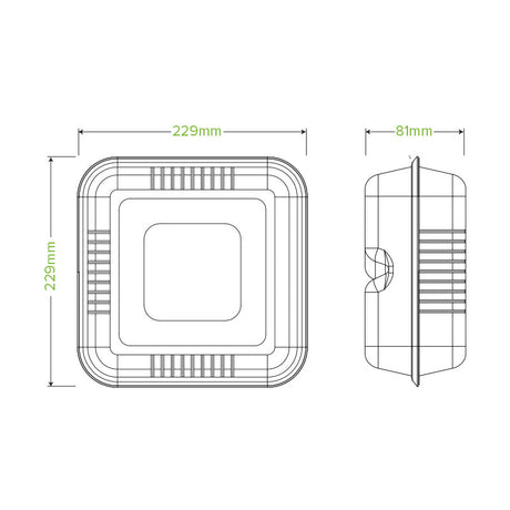 23x23x8cm (9x9x3") clamshell - white - Carton of 200 units