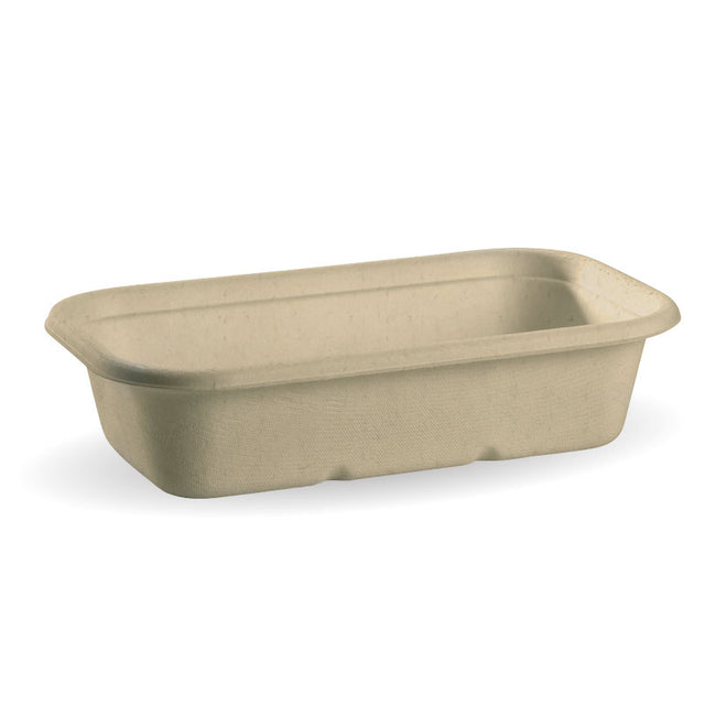 Rectangular Sugarcane Container - Natural, 1000ml (Box of 500) from BioPak. Compostable, made out of Sugarcane Pulp and sold in boxes of 1. Hospitality quality at wholesale price with The Flying Fork!