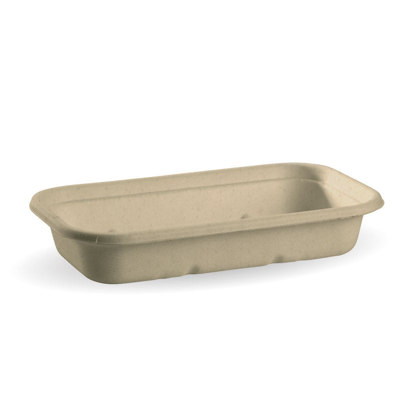 Rectangular Sugarcane Container - Natural, 750ml (Box of 500) from BioPak. Compostable, made out of Sugarcane Pulp and sold in boxes of 1. Hospitality quality at wholesale price with The Flying Fork!