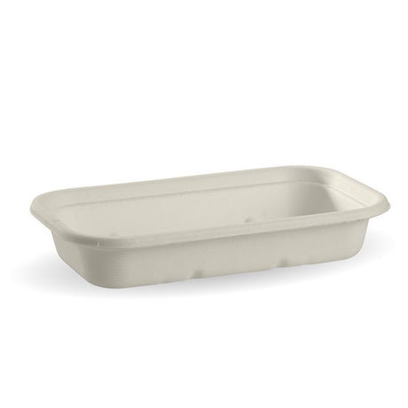 Rectangular Sugarcane Container - White, 750ml (Box of 500) from BioPak. Compostable, made out of Sugarcane Pulp and sold in boxes of 1. Hospitality quality at wholesale price with The Flying Fork!