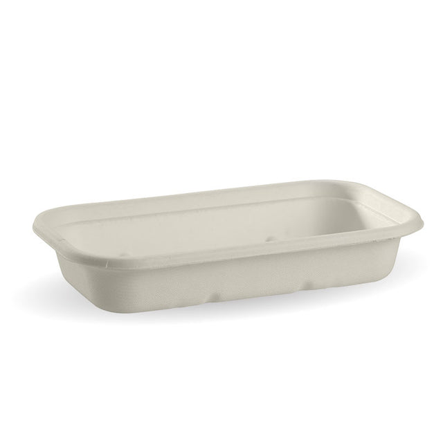 Rectangular Sugarcane Container - White, 750ml (Box of 500) from BioPak. Compostable, made out of Sugarcane Pulp and sold in boxes of 1. Hospitality quality at wholesale price with The Flying Fork!