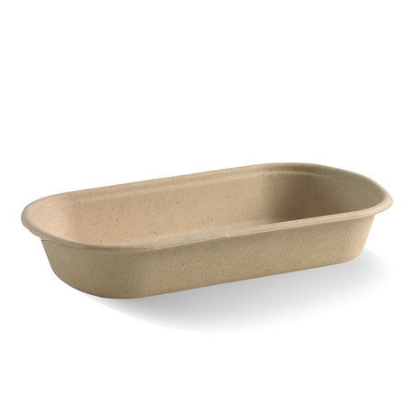 Biopak Sugarcane Tray - Natural, 230x130x40mm, 750ml (Box of 500) from BioPak. Compostable, made out of Sugarcane and sold in boxes of 1. Hospitality quality at wholesale price with The Flying Fork!
