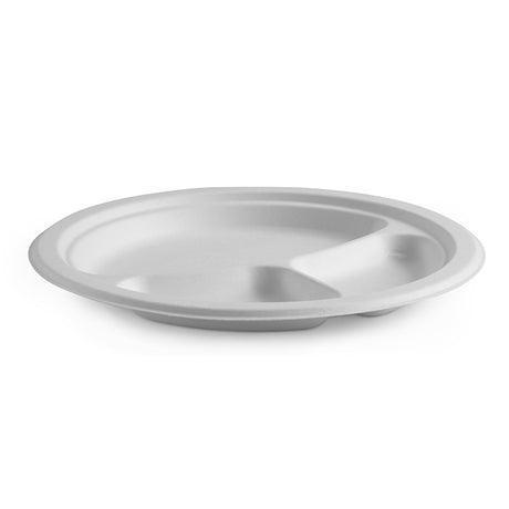25cm (10") 3 compartment round plate - white - Carton of 500 units