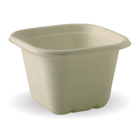 Large Square Sugarcane Container - Natural, 630ml (Box of 600) from BioPak. Compostable, made out of Sugarcane Pulp and sold in boxes of 1. Hospitality quality at wholesale price with The Flying Fork!