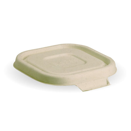 Lid to fit Square Sugarcanne Containers - Natural (Box of 600) from BioPak. Compostable, made out of Sugarcane Pulp and sold in boxes of 1. Hospitality quality at wholesale price with The Flying Fork!