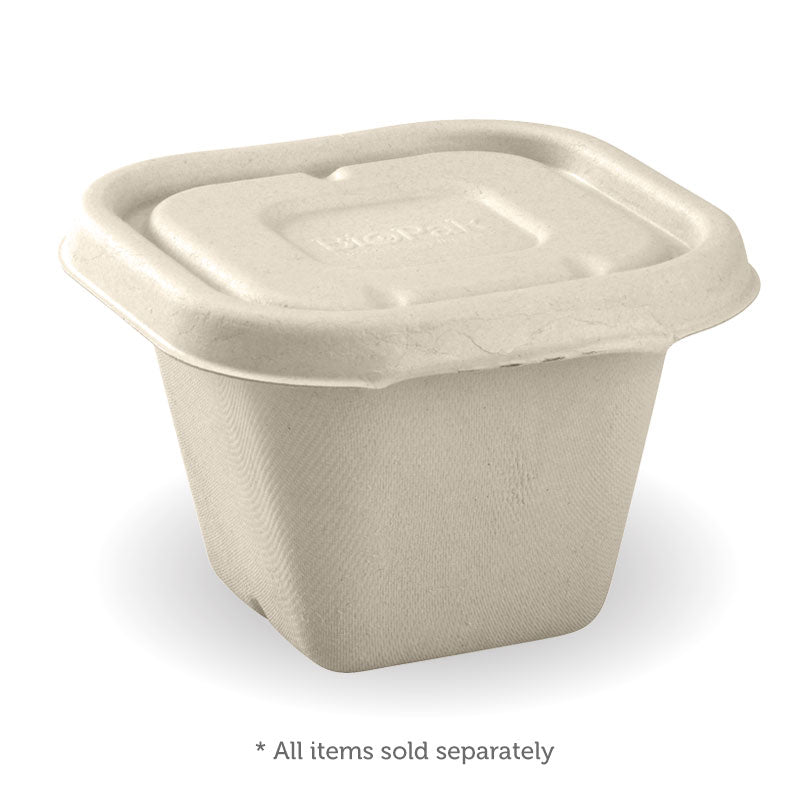 280, 480 and 630ml base sugarcane lid - natural - Carton of 600 units