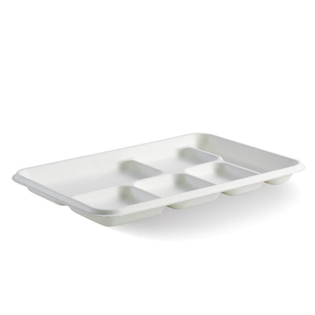 Biopak 6 Compartment Sugarcane Tray - White, 320x215x25mm (Box of 250) from BioPak. Compostable, made out of Sugarcane and sold in boxes of 1. Hospitality quality at wholesale price with The Flying Fork!