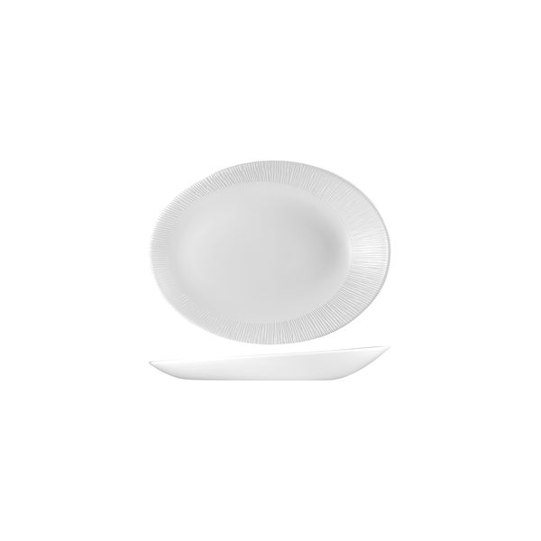 Oval Plate - 195 x 150mm, Bamboo Orb from Churchill. Textured, made out of Porcelain and sold in boxes of 6. Hospitality quality at wholesale price with The Flying Fork!