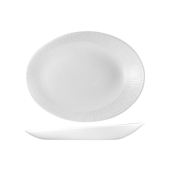Oval Plate - 290 x 227mm, Bamboo Orb from Churchill. Textured, made out of Porcelain and sold in boxes of 6. Hospitality quality at wholesale price with The Flying Fork!