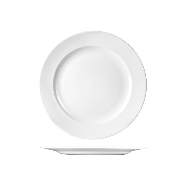 Round Plate - 280mm, Wide Rim, Classic from Churchill. made out of Porcelain and sold in boxes of 12. Hospitality quality at wholesale price with The Flying Fork!