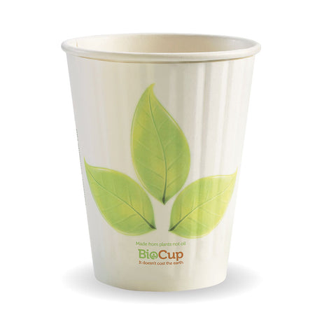Biocup Double Wall - Leaf Print, 12oz (Box of 1000) from BioPak. Compostable, made out of Paper and Bioplastic and sold in boxes of 1. Hospitality quality at wholesale price with The Flying Fork!