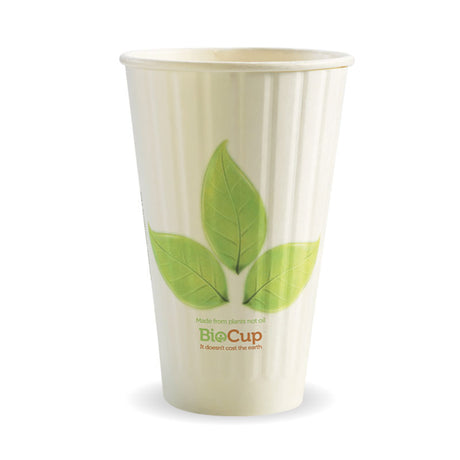 Biocup Double Wall - Leaf Print, 16oz (Box of 600) from BioPak. Compostable, made out of Paper and Bioplastic and sold in boxes of 1. Hospitality quality at wholesale price with The Flying Fork!