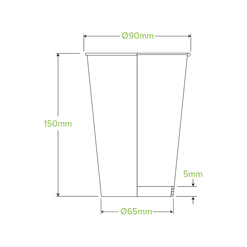 595ml (20oz) cup (fits large lids) - leaf - Carton of 500 units