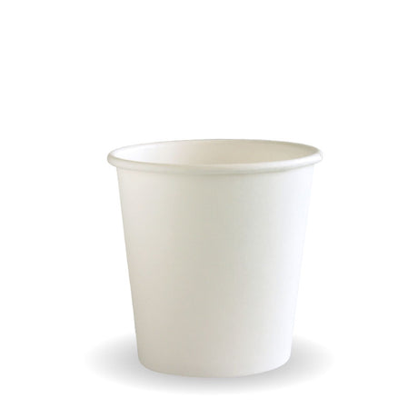 Biocup Single Wall - White, 4oz (Box of 2000) from BioPak. Compostable, made out of Paper and Bioplastic and sold in boxes of 1. Hospitality quality at wholesale price with The Flying Fork!