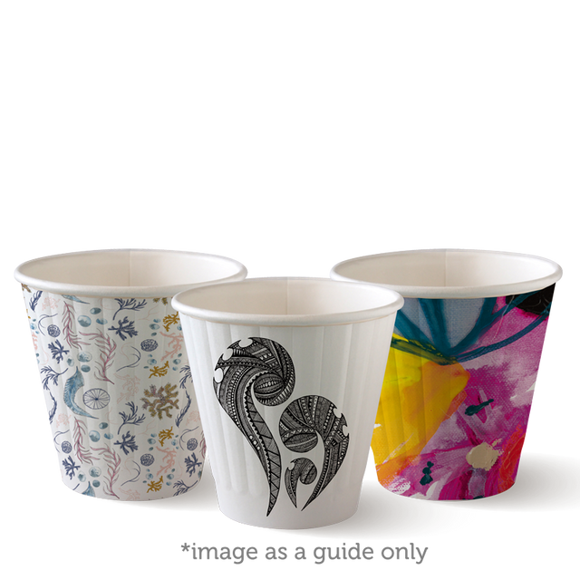 Biocup Double Wall - Art Series, 8oz, 90mm (Box of 1000) from BioPak. Compostable, made out of Paper and Bioplastic and sold in boxes of 1. Hospitality quality at wholesale price with The Flying Fork!