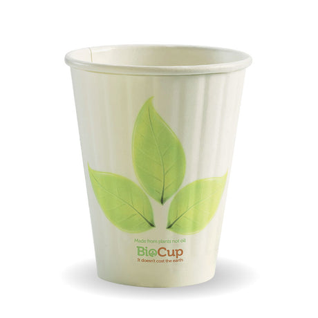 Biocup Double Wall - Leaf Print, 8oz (Box of 1000) from BioPak. Compostable, made out of Paper and Bioplastic and sold in boxes of 1. Hospitality quality at wholesale price with The Flying Fork!