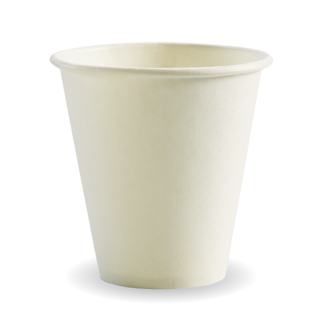 Biocup Single Wall - White, 8oz, 90mm (Box of 1000) from BioPak. Compostable, made out of Paper and Bioplastic and sold in boxes of 1. Hospitality quality at wholesale price with The Flying Fork!