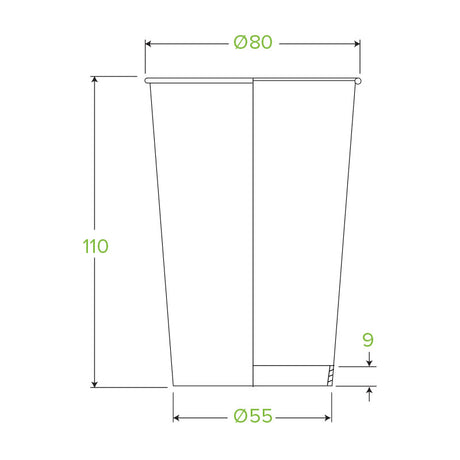 320ml (10oz) cup (fits small lids) - printed kraft-look green line - Carton of 1000 units